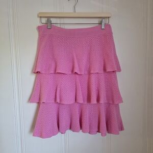 Victor Glemaud Pink Layered Knit Skirt L